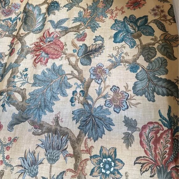 2 Custom Hand-made 46W x 110L Fully Lined Jacobean Curtains - Picture 5 of 9
